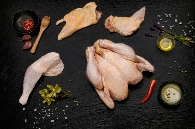 Fleischstücke vom Bio-Huhn